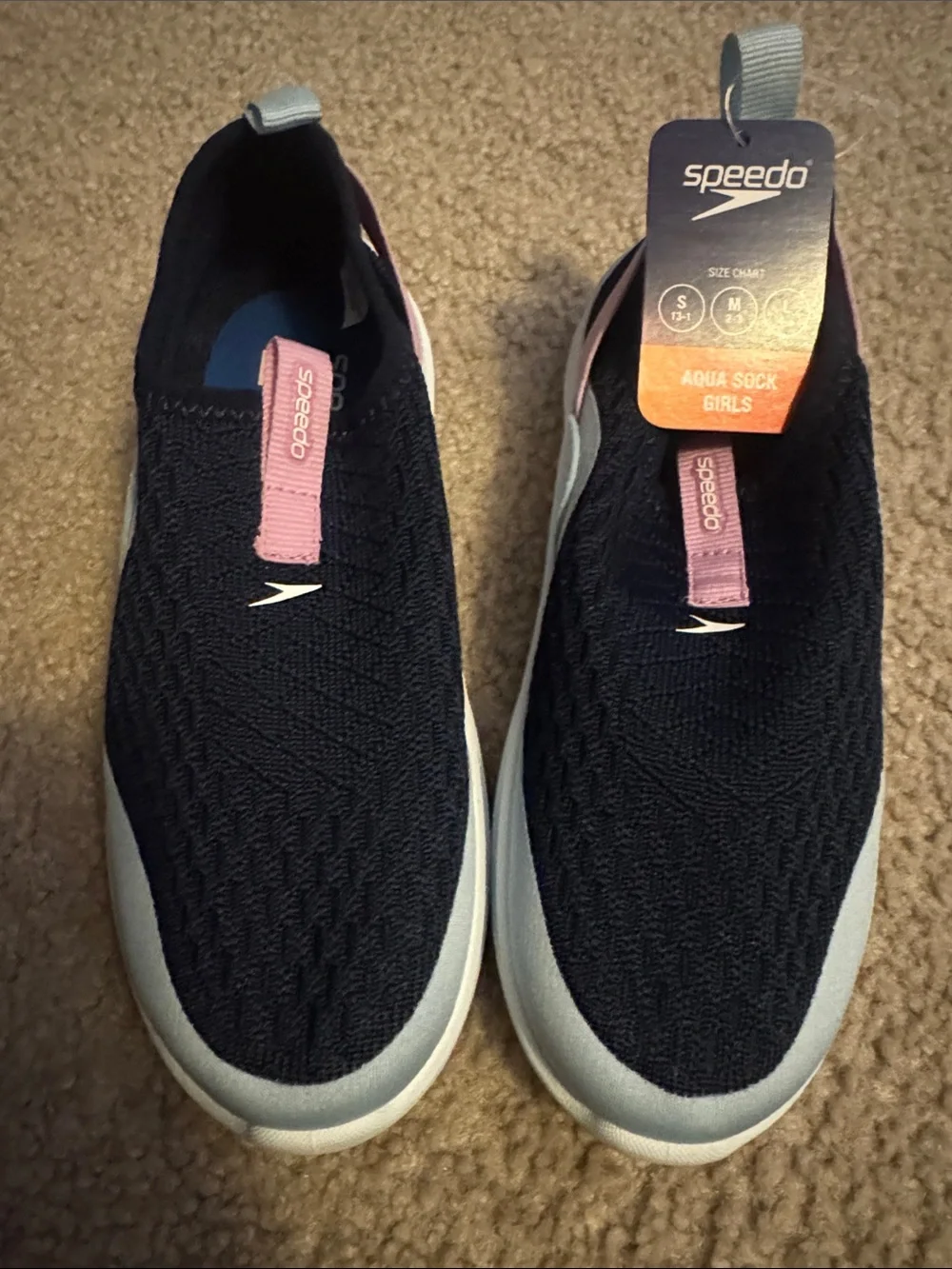 Speedo Navy and Pink Girls' Aqua Sock Water Shoes